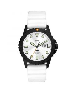 Men's Three-Hand Date White Silicone Strap Watch 42mm