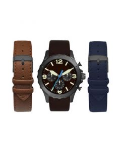 Men's Chronograph Interchangeable Strap Watch 45mm Gift Set