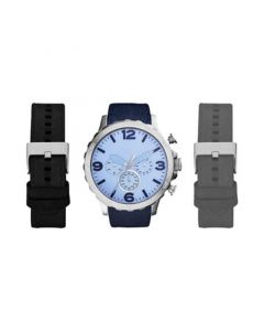 Men's Chronograph Interchangeable Strap Watch 50mm Gift Set