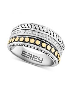 EFFY® Diamond Triple Row Band (1/5 ct. t.w.) in Sterling Silver & 18k Gold-Plate