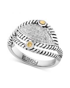 EFFY® Diamond Pavé Statement Ring (1/5 ct. t.w.) in Sterling Silver & 18k Gold-Plate