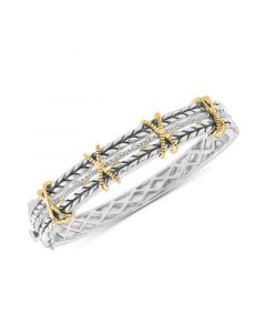 EFFY® Diamond X Bangle Bracelet (1/8 ct. t.w.) in Sterling Silver & 18k Gold-Plate