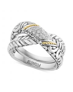 EFFY® Diamond (1/20 ct. t.w.) Crossover Ring in Sterling Silver & 18k Gold-Plate