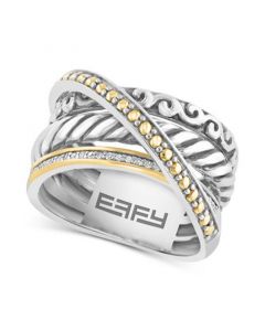 EFFY® Diamond Crossover Statement Ring (1/10 ct. tw.) in Sterling Silver & 18k Gold-Plate