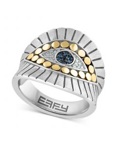 EFFY® Multicolor Diamond Evil Eye Ring (1/10 ct. t.w.) in Sterling Silver & 18k Gold-Plate