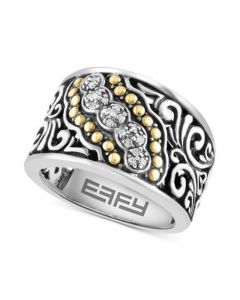 EFFY® Diamond Scrollwork Statement Ring (1/10 ct. t.w.) in Sterling Silver & 18k Gold-Plate