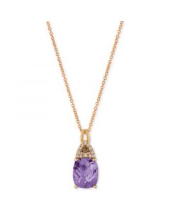 Chocolatier® Grape Amethyst (2-1/3 ct. t.w.) & Diamond (1/10 ct. tw.) Adjustable 20" Pendant Necklace in 14k Gold