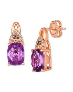 Chocolatier® Grape Amethyst (2-1/2 ct. t.w.) & Diamond (1/10 ct. t.w.) Stud Earrings in 14k Rose Gold