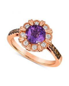 Grape Amethyst (1-1/6 ct. t.w.) & Diamond (1/3 ct. t.w.) Flower Ring in 14k Rose Gold