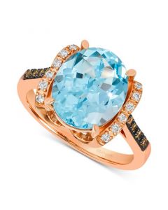 Blue Topaz (4-1/2 ct. t.w.) & Diamond (1/6 ct. tw.) Statement Ring in 14k Rose Gold