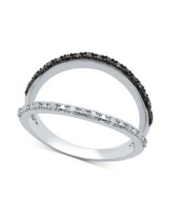 Black Diamond (1/10 ct. t.w.) & White Diamond (1/10 ct. t.w.) Split Ring in Sterling Silver