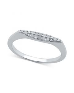 Diamond Concave Style Band (1/10 ct. t.w.) in Sterling Silver