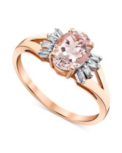 Morganite (1-1/4 ct. t.w.) & Diamond (1/8 ct. t.w.) Ring in 14k Rose Gold