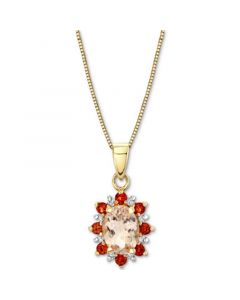 Morganite (1 ct. t.w.), Garnet (1/3 ct. t.w.) & Diamond (1/20 ct. t.w.) Halo 18" Pendant Necklace in 14k Gold