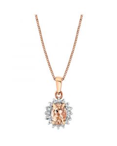 Morganite (1 ct. t.w.) & Diamond (1/5 ct. t.w.) Halo 18" Pendant Necklace