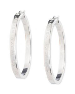 Logo Medium Hoop Earrings in Sterling Silver, 1.2"