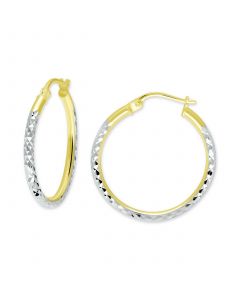 Textured Two-Tone Small Hoop Earrings in Sterling Silver & 18k Gold-Plate, 1", Created for Macy's