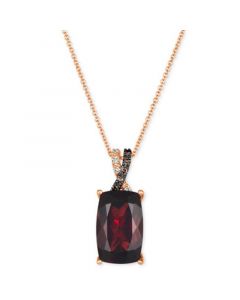 Pomegranate Garnet (6-3/4 ct. t.w.) & Diamond (1/10 ct. t.w.) Adjustable 20" Pendant Necklace in 14k Rose Gold