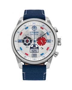 Eco-Drive Men's Chronograph Star Wars R2-D2 Blue Nylon Strap Watch 45mm