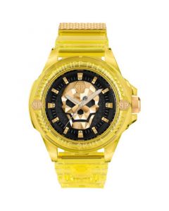 Men's The $kull Yellow Transparent Silicone Strap Watch 45mm