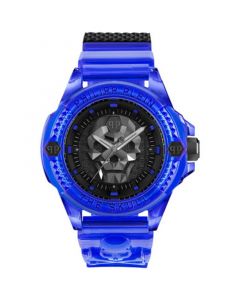 Men's The $kull Blue Transparent Silicone Strap Watch 45mm