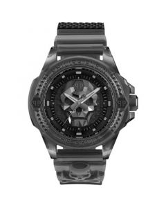 Men's The $kull Gray Transparent Silicone Strap Watch 45mm