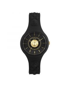 Women's 3 Hand Quartz Fire Island Black Silicone Watch, 39mm