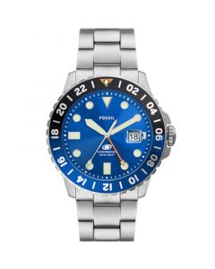 Men's Fossil Blue GMT Stainless Steel Watch, 46mm