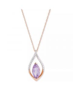 Swiss Blue Topaz (1-1/6 ct. t.w.) & Diamond (1/10 ct. t.w.) Marquise Open Halo 18" Pendant Necklace in 14k White Gold (Also in Pink Amethyst & Peridot)