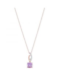 Pink Amethyst (1-3/8 ct. t.w.) & Diamond (1/20 ct. t.w.) Swirl 18" Pendant Necklace in 14k Rose Gold