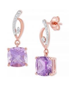 Swiss Blue Topaz (3-5/8 ct. t.w.) & Diamond (1/10 ct. t.w.) Drop Earrings in 14K White Gold (Also in Pink Amethyst)