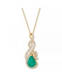 Ruby (1-1/3 ct. t.w.) & Diamond (1/5 ct. t.w.) Pear Swirl 18" Pendant Necklace in 14k Gold (Also in Emerald and Sapphire)