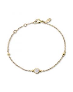 Moonstone & Polished Bead Link Bracelet in 14k Gold