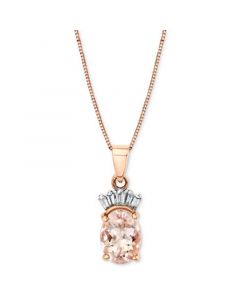 Morganite (1-1/4 ct. t.w.) & Diamond (1/8 ct. t.w.) Pendant Necklace in 14k Rose Gold