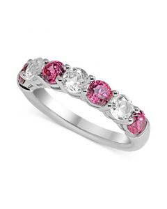 Rhodolite Garnet (1 ct. t.w.) & White Topaz (3/4 ct. t.w.) Band in Sterling Silver