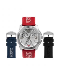 UFC Men's Quartz Icon Red Silicone Watch 45mm and Strap Gift Set