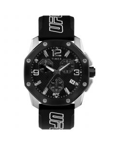 UFC Men's Quartz Icon Silicone Black Watch, 45mm