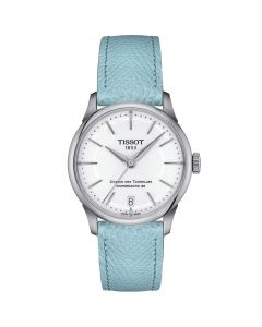 Women's Swiss Automatic Chemin des Tourelles Powermatic 80 Blue Leather Strap Watch 34mm