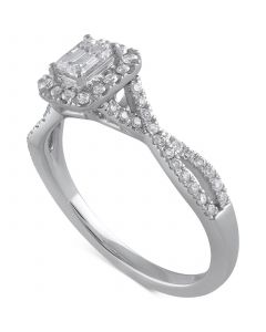 Diamond Emerald-Cut Twist Shank Engagement Ring (5/8 ct. t.w.) in 14k White Gold