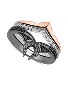 White Diamond (1/10 ct. t.w.) & Black Diamond (1/8 ct. t.w.) Maleficent Ring in 14k Rose Gold, Sterling Silver, & Black Rhodium-Plate