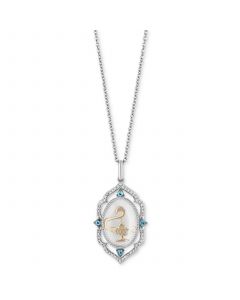 White Topaz (2-3/4 ct. t.w.), Swiss Blue Topaz Accent & Diamond (1/6 ct. t.w.) Jasmine Lamp Pendant Necklace in 14k Gold & Sterling Silver, 16" + 2" extender