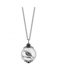 White Topaz (4-5/8 ct. t.w.), Diamond (1/6 ct. t.w.) & Black Diamond Accent Maleficent Crow Pendant Necklace in Sterling Silver & Black Rhodium-Plate, 16" + 2" extender