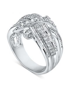 Diamond Crossover Statement Ring (1 ct. t.w.) in 10k White Gold