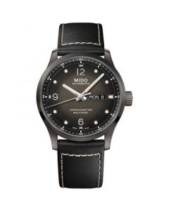 Men's Swiss Automatic Multifort Chronometer Black Leather Strap Watch 42mm