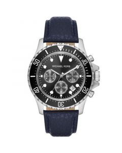 Men's Everest Quartz Chronograph Navy Leather Watch 45mm