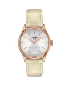 Women's Swiss Automatic Chemin des Tourelles Powermatic 80 White Leather Strap Watch 34mm