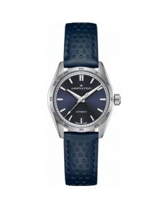 Women's Swiss Automatic Jazzmaster Performer Blue Leather Strap Watch 34mm