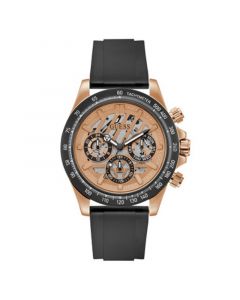 Men's Multifunction Black Polyurethane Watch 44mm