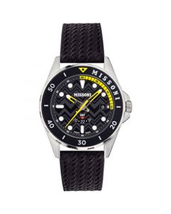 Men's Swiss GMT Black Leather Strap Watch 43mm