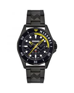 Men's Swiss GMT Black Ion Plated Bracelet Watch 43mm